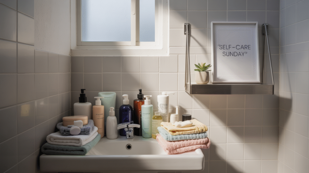 a photograph of a small modern bathroom ahy85pgjrlgaudw3b tmsw kczkapiktjykdnapydbbea