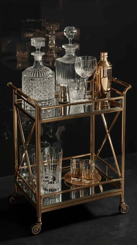 a bar cart is basically a rolling invitation to have fun and in art deco style