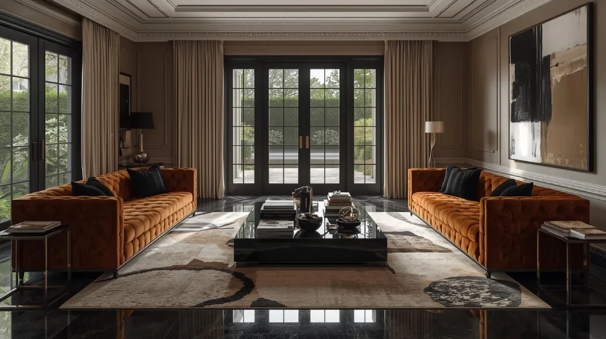 a luxurious art deco inspired living room