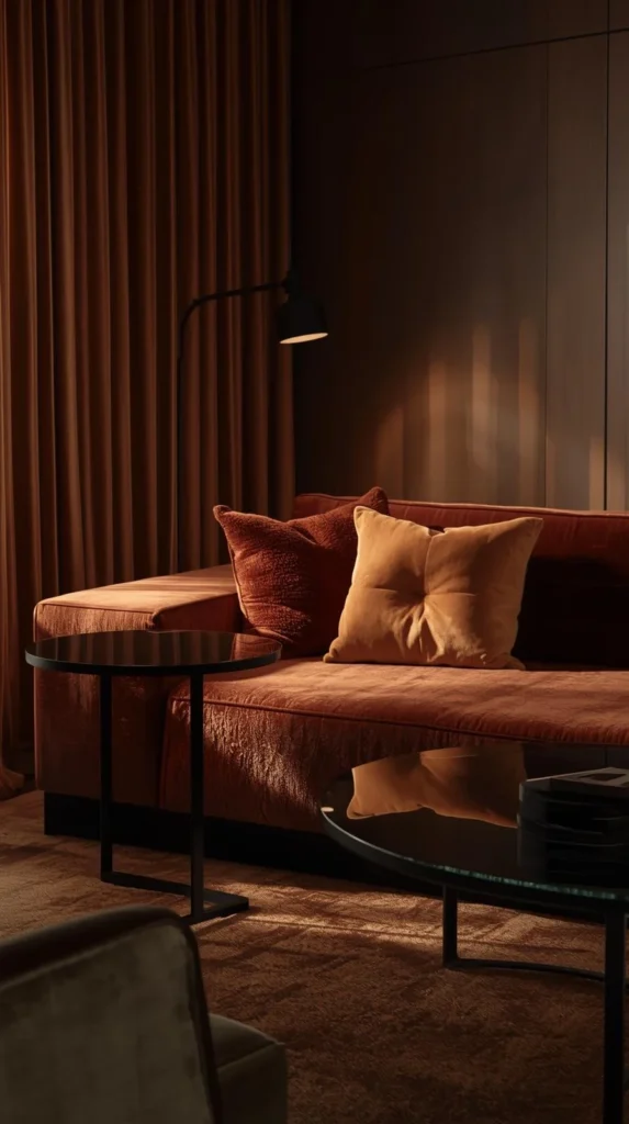 living room scene showcasing layers of texture velvet