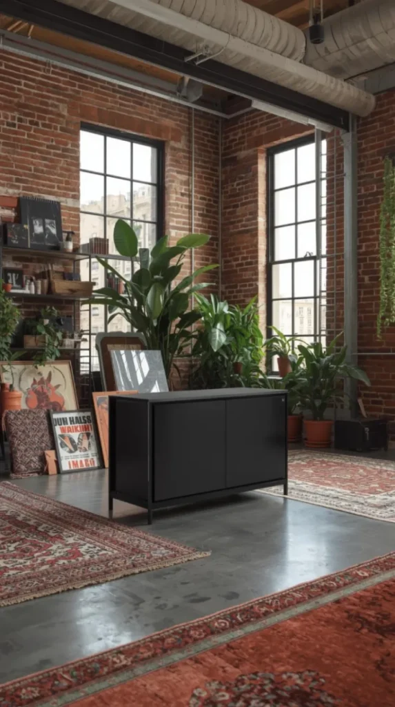 modular line phono station styled in a creative loft with high ceilings
