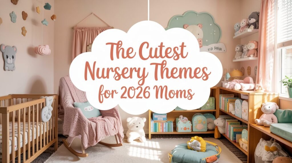A cozy, modern nursery space showcasing elements from multiple themes — neutral palette, natural textures, and layered decor — symbolizing personalized design harmony for 2026 moms.