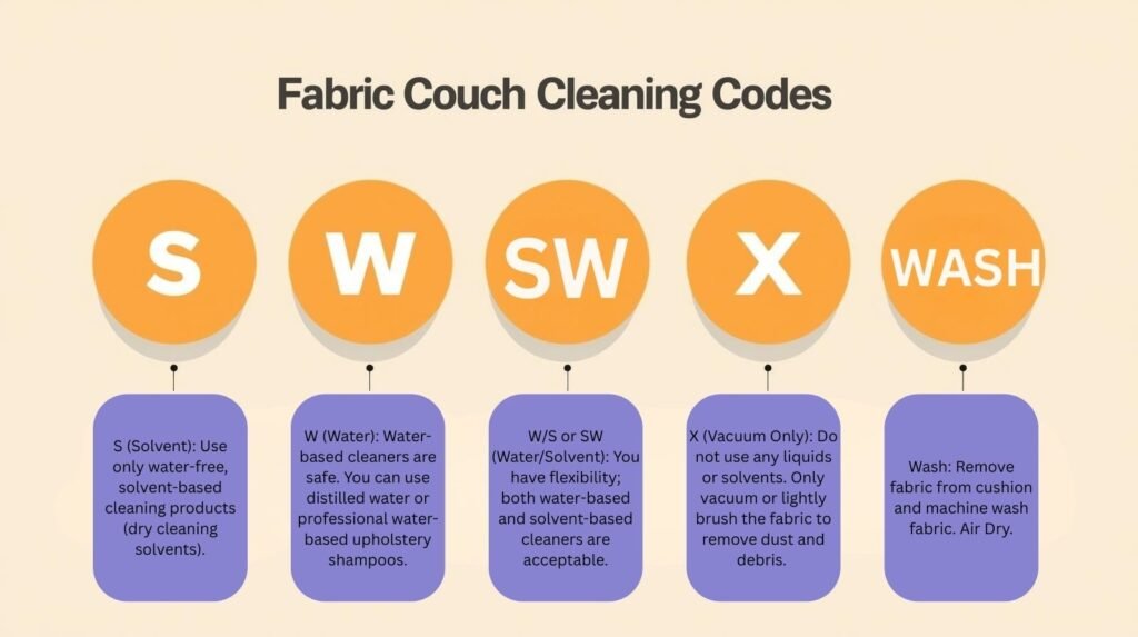 Fabric Couch Cleaning Codes chart