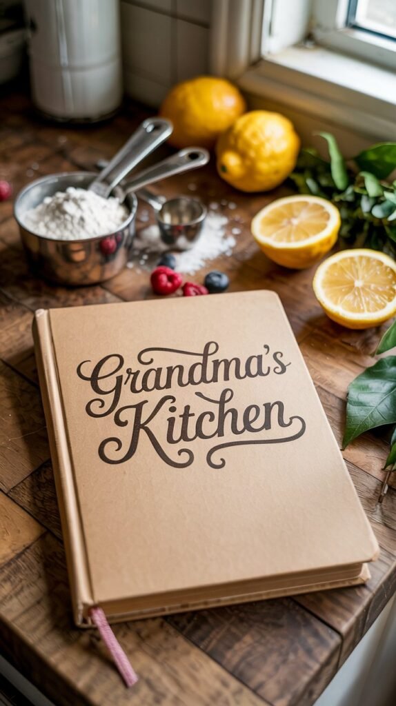 Recipe book with custom vinyl title on the cover. 