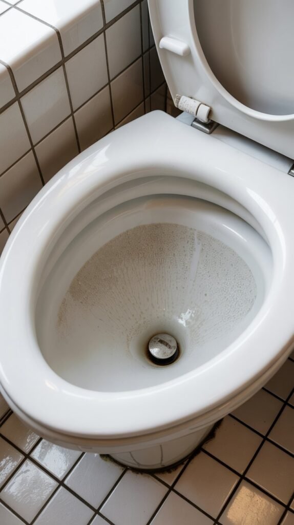 Hard water stain toilet bowl in the bathroom.