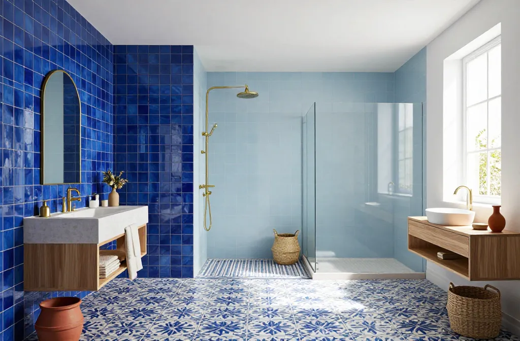 Fall for These 16 Blue Tile Bathrooms Ideas