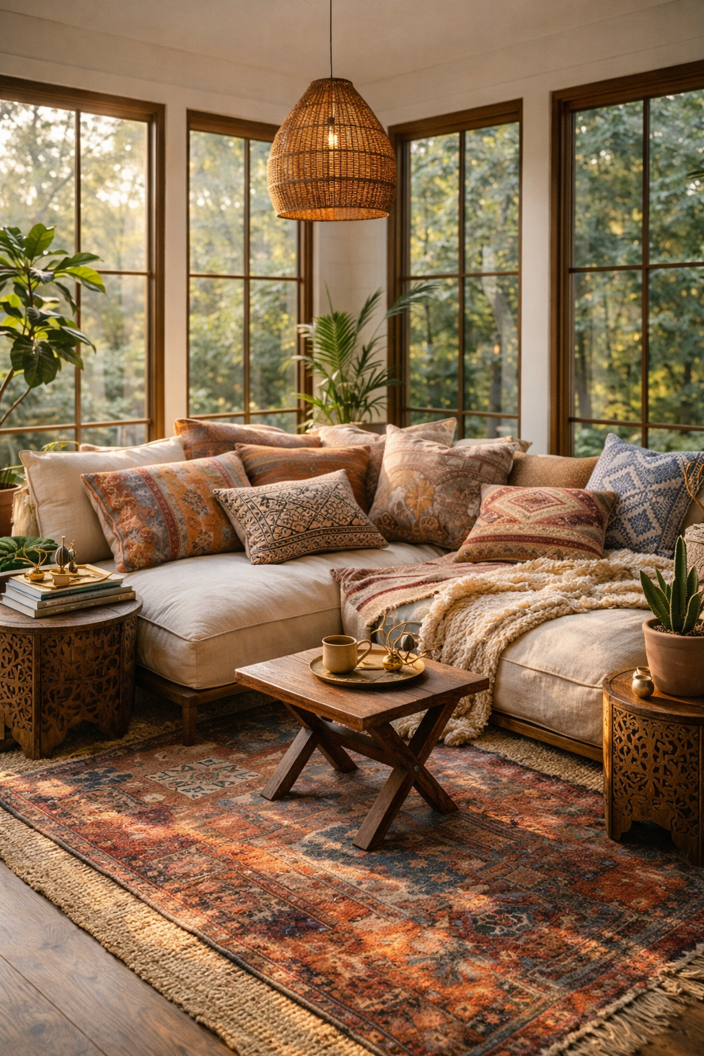 Bohemian sunroom with natural light