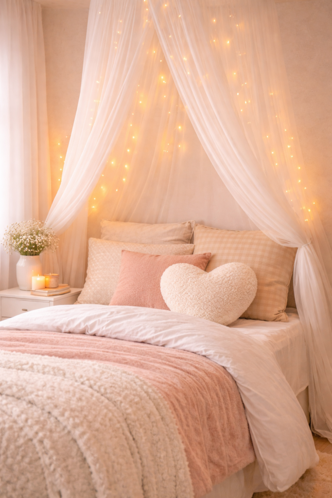 Cozy bedroom with dreamy canopy