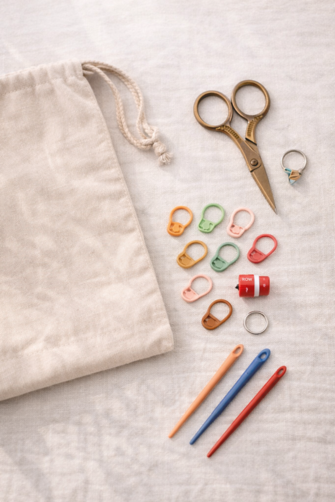 Crochet accessories arranged elegantly