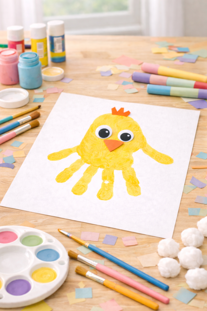 Handprint chick craft for Easter