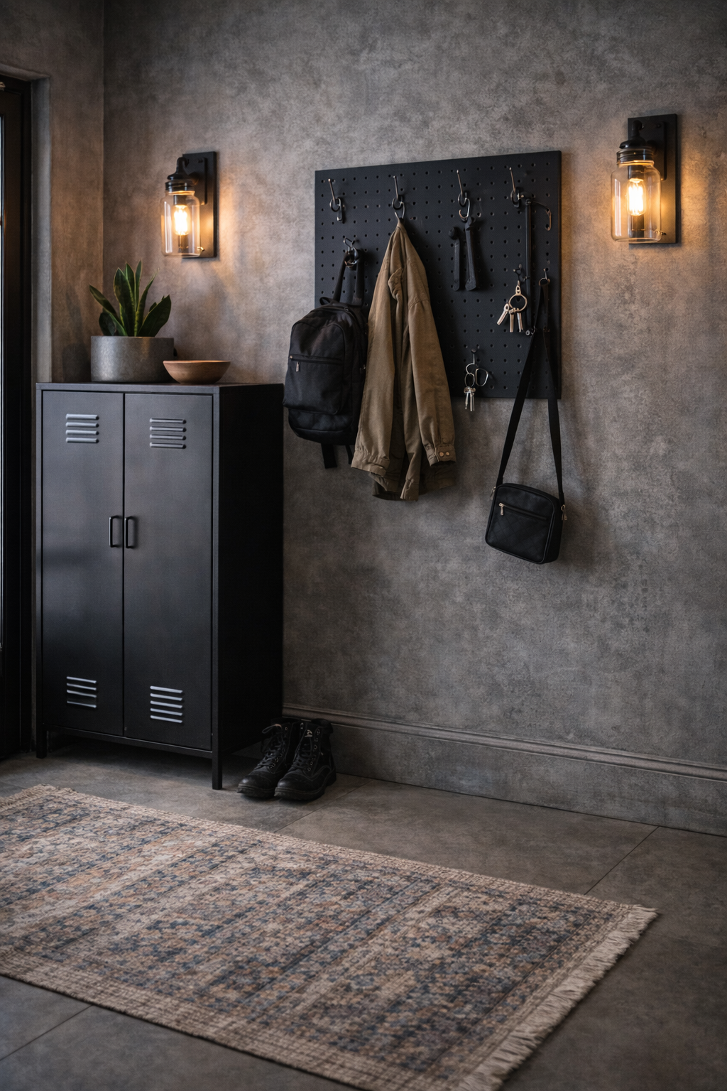 Industrial entryway with warm accents