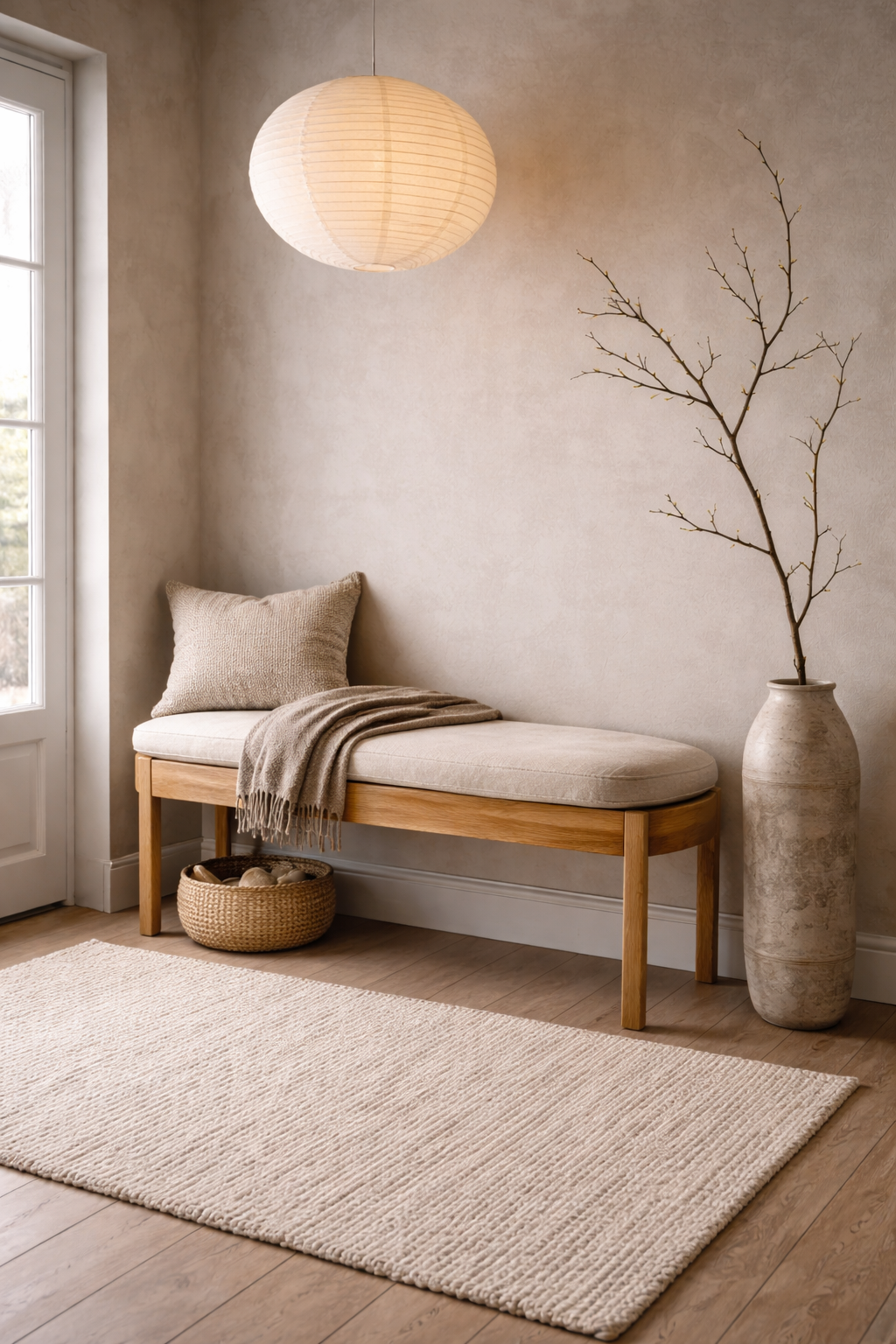 Japandi-inspired entryway with minimalist design