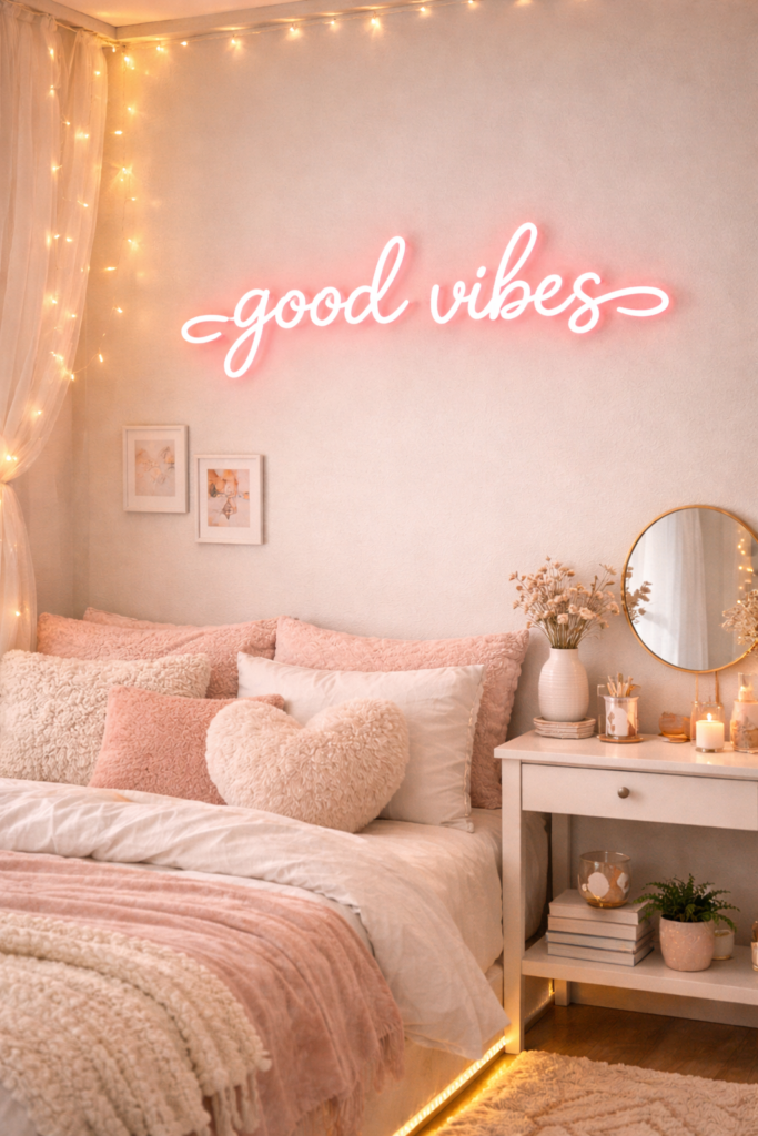 Soft pink vibes in a cozy bedroom