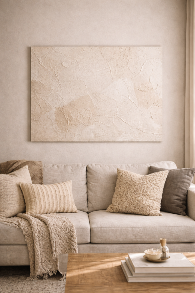 arge abstract textured wall art created from thrifted canvas