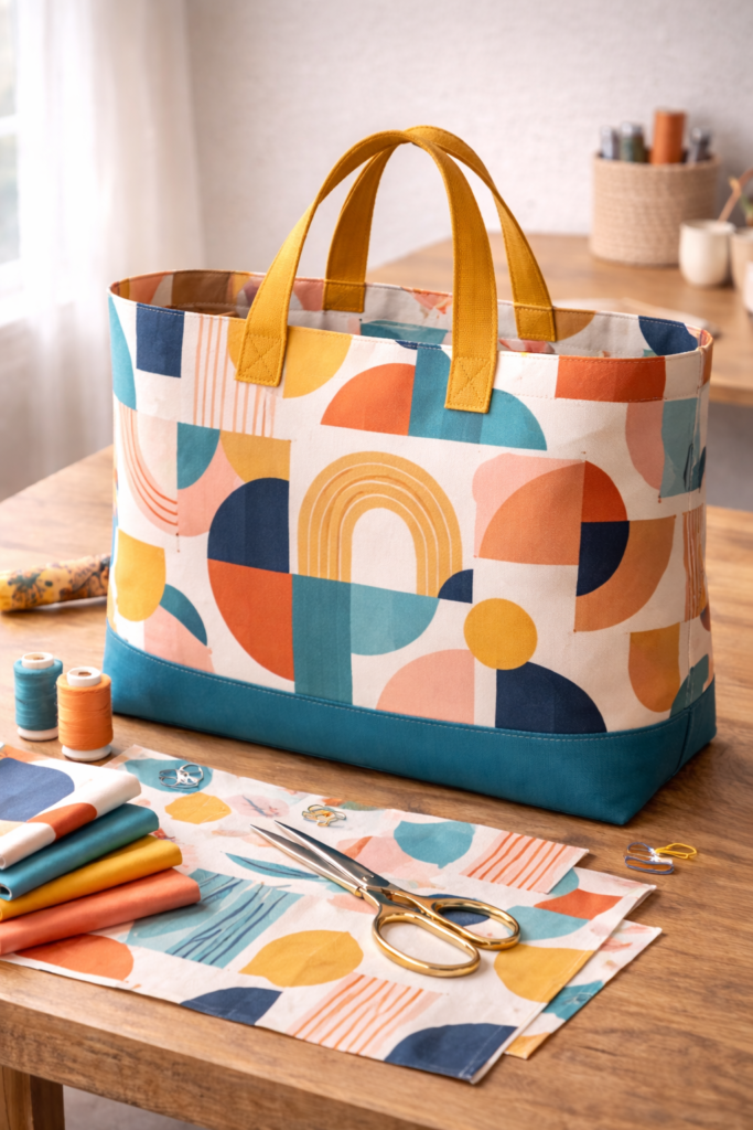 bold patterned oversized tote bag