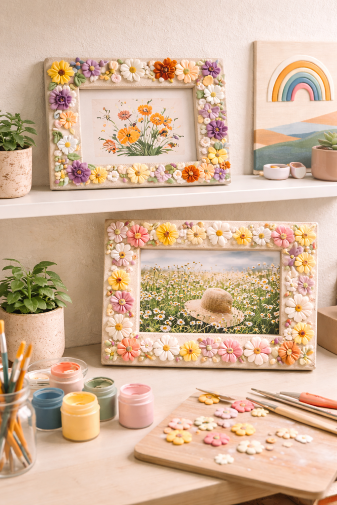 sculpted air-dry clay shapes like floral patterns