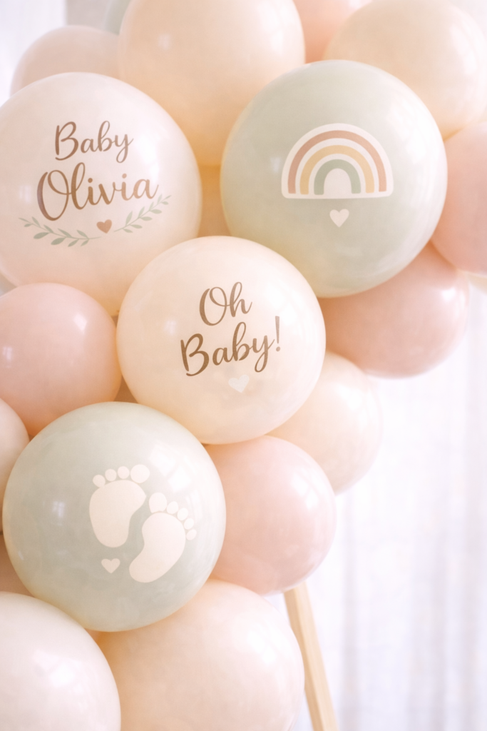 Baby shower balloon arch details