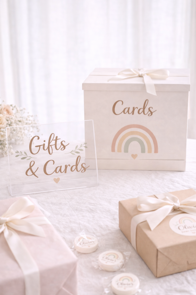 Baby shower gift table setup