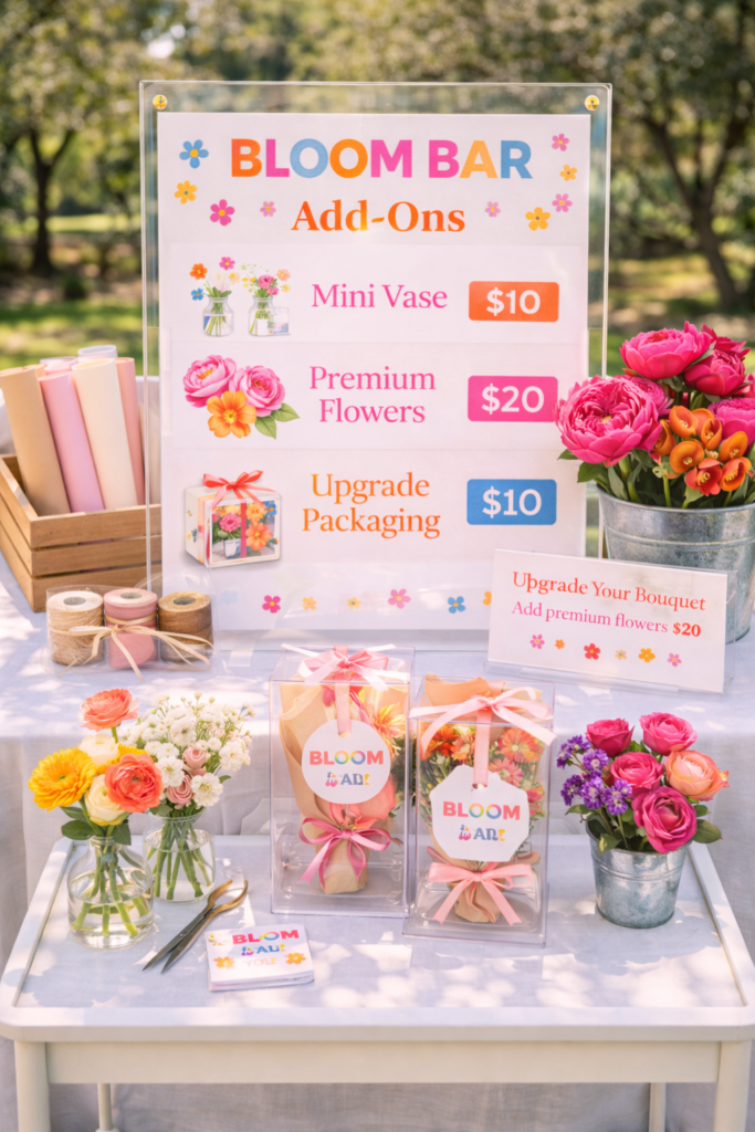 Bloom Bar add-ons in vibrant daylight