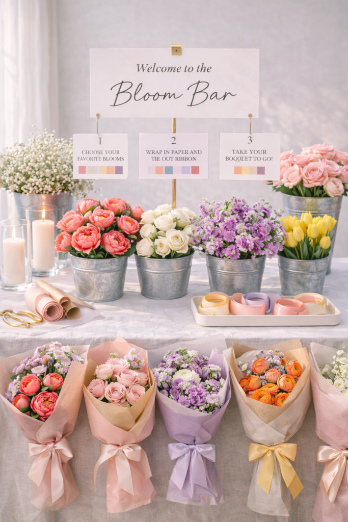 Bloom Bar bouquet station setup