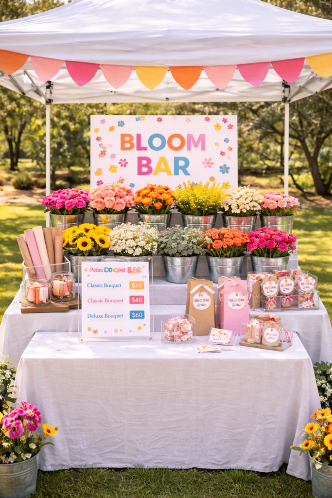 Bloom Bar floral booth setup