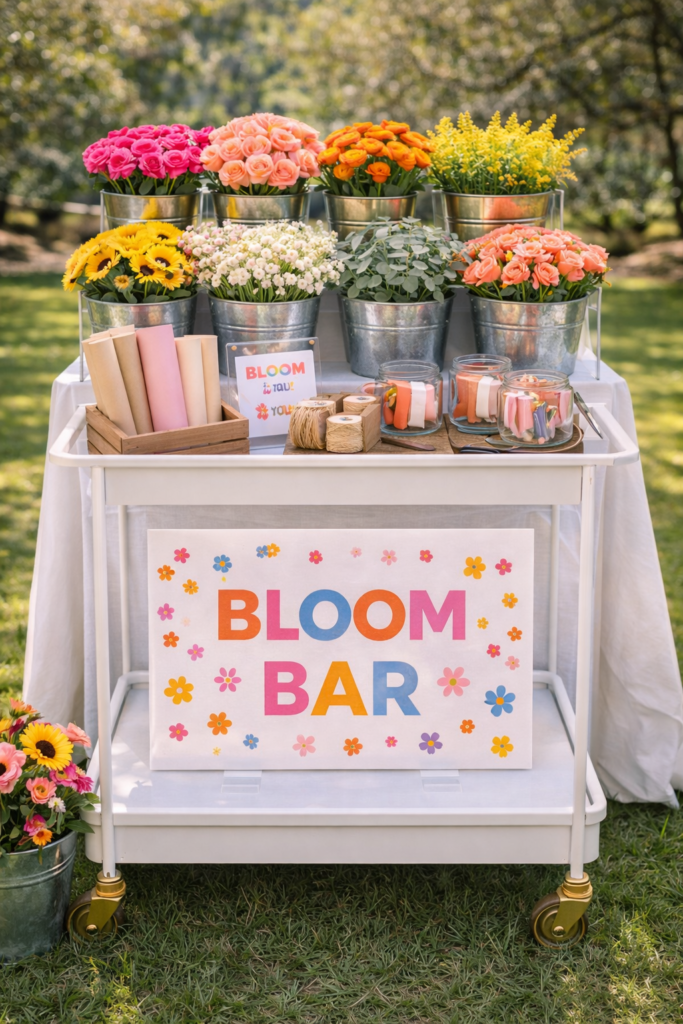 Bloom Bar flower arrangement setup