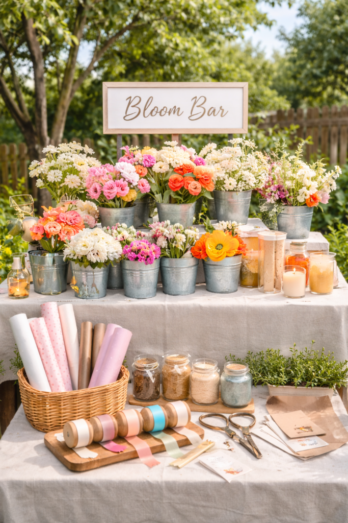 Bloom Bar flower arranging station - Craft Party Ideas