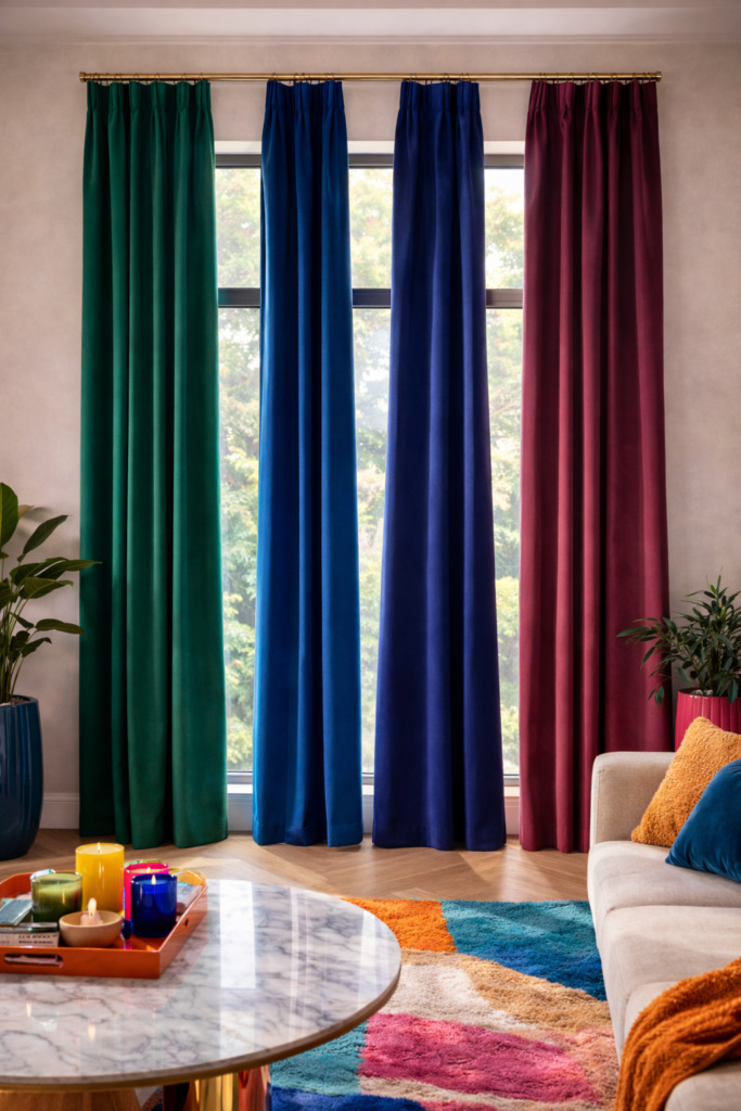 Bold curtains and vibrant decor