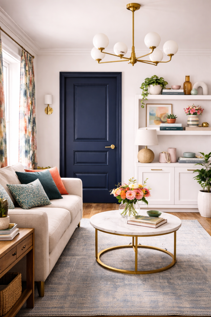 Bright and stylish living room interior