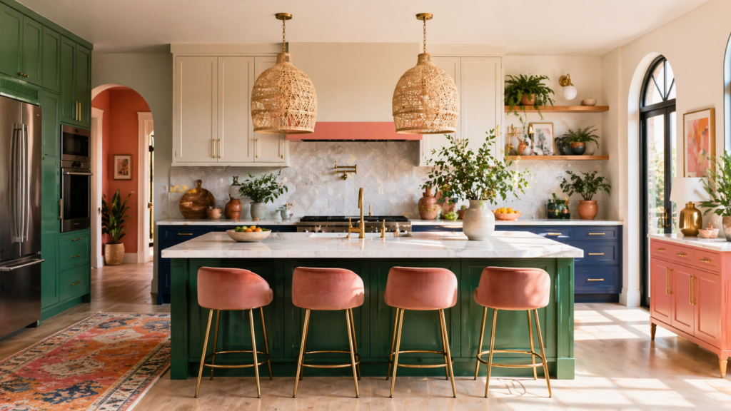 Bright eclectic kitchen with lush accents