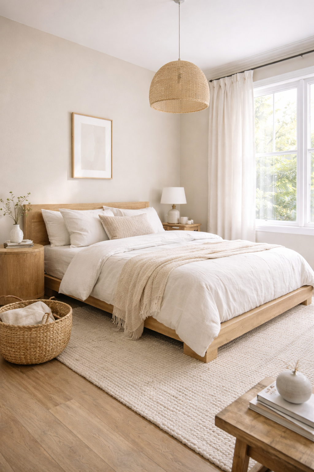 Calming Japandi bedroom retreat