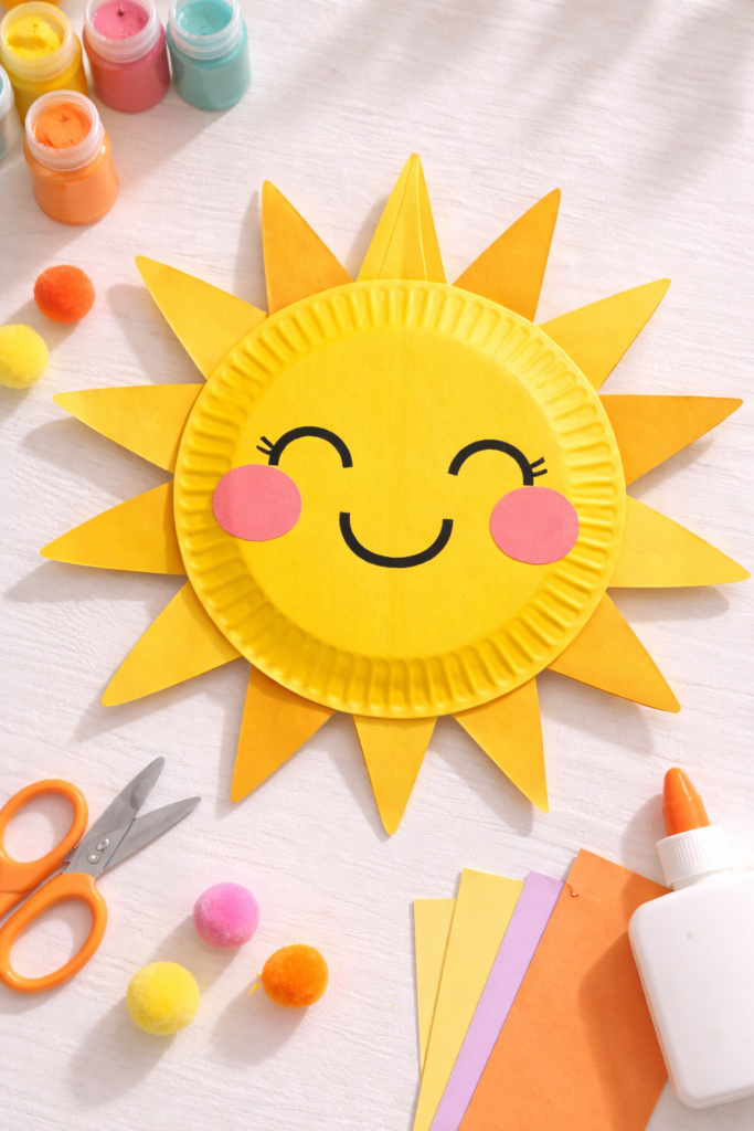 Cheerful paper sun craft creation