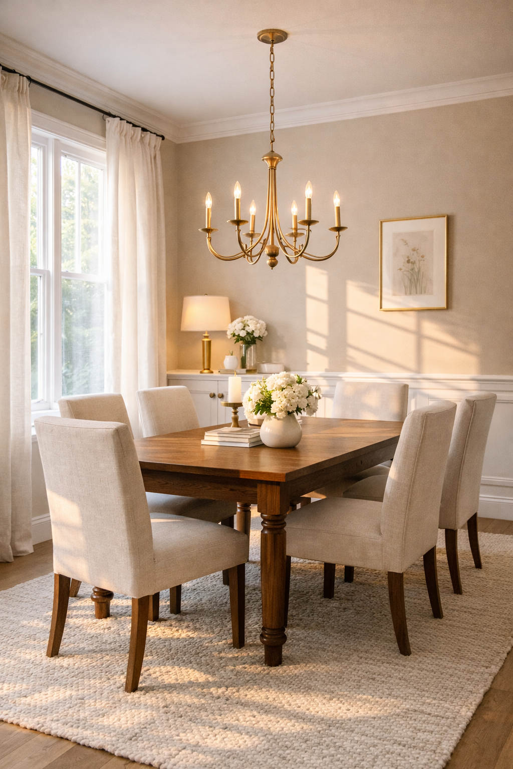 Classic elegant dining room with Edgecomb Gray greige walls