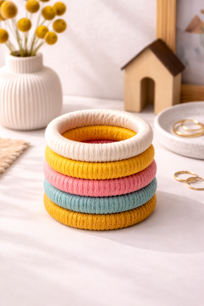 Colorful bangles and gold accents