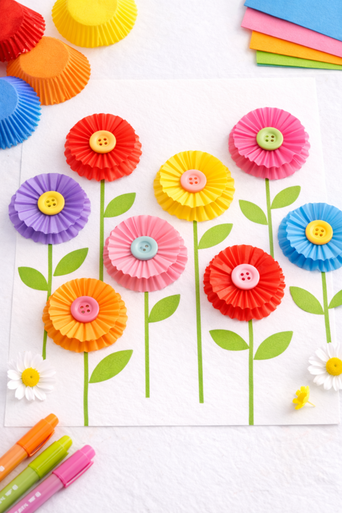 Colorful cupcake liner flower arrangement