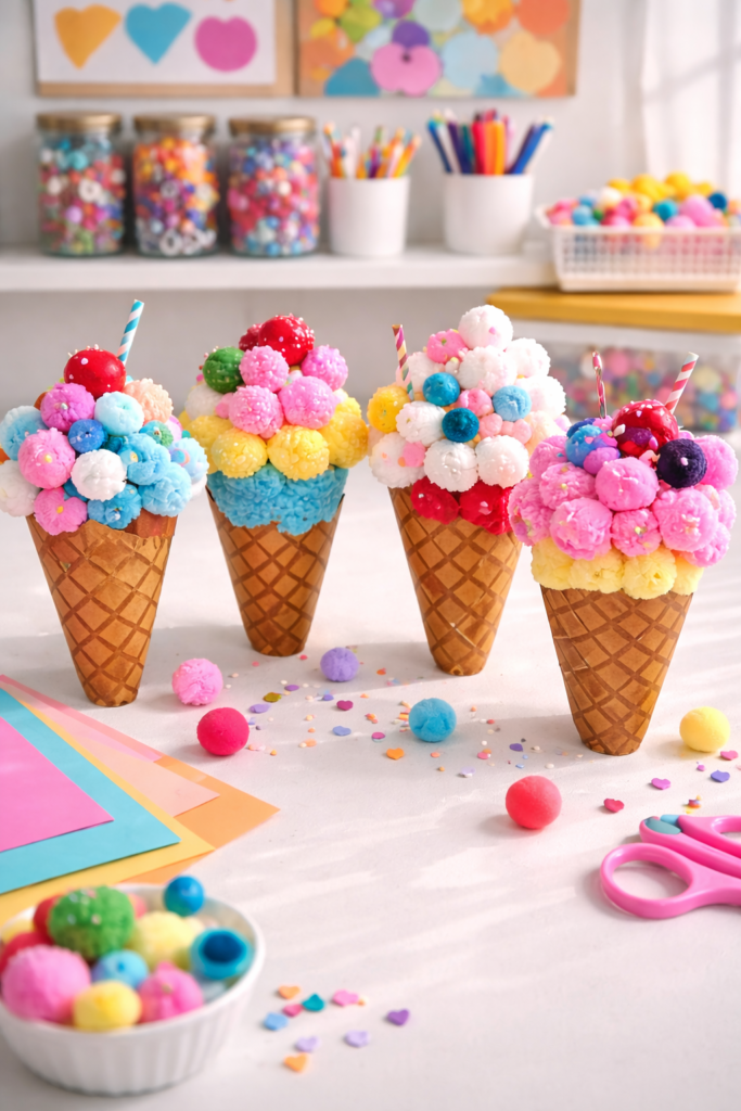 Colorful handmade ice cream crafts