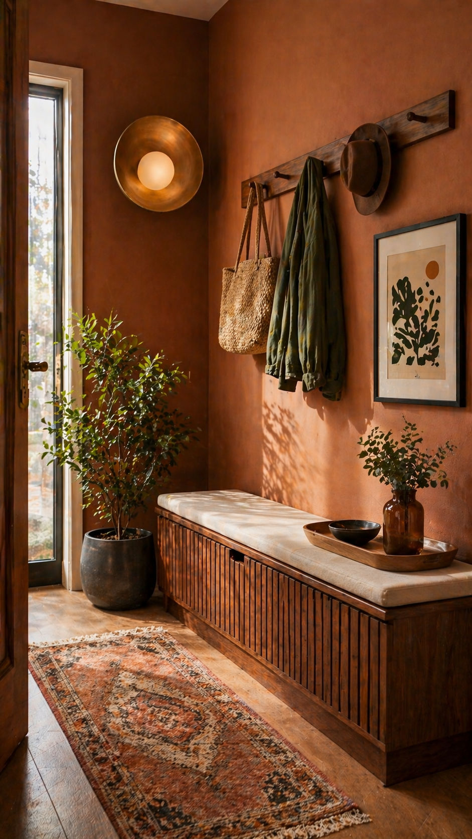 Cozy Scandinavian entryway with natural light