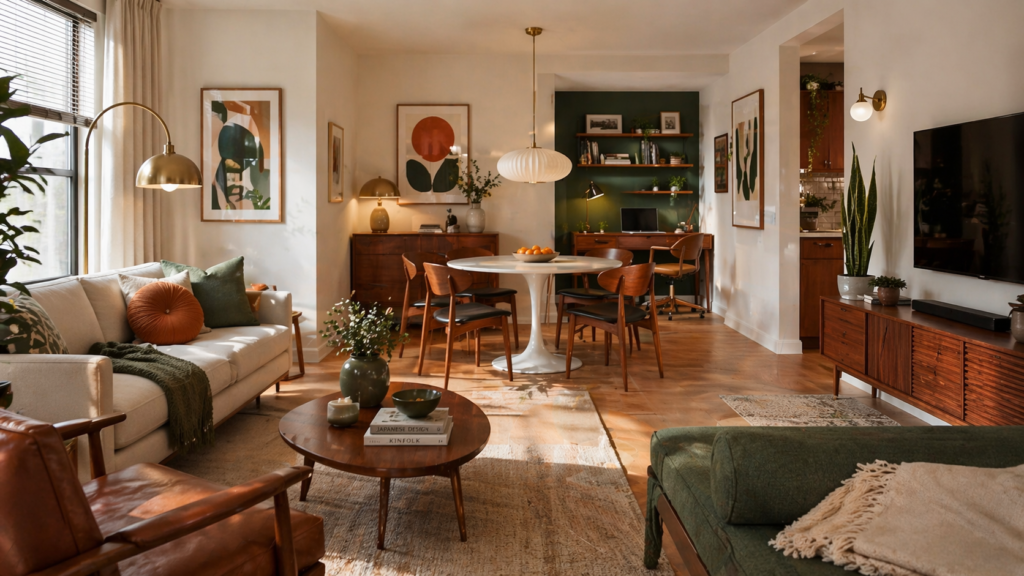 Cozy mid-century modern apartment interior