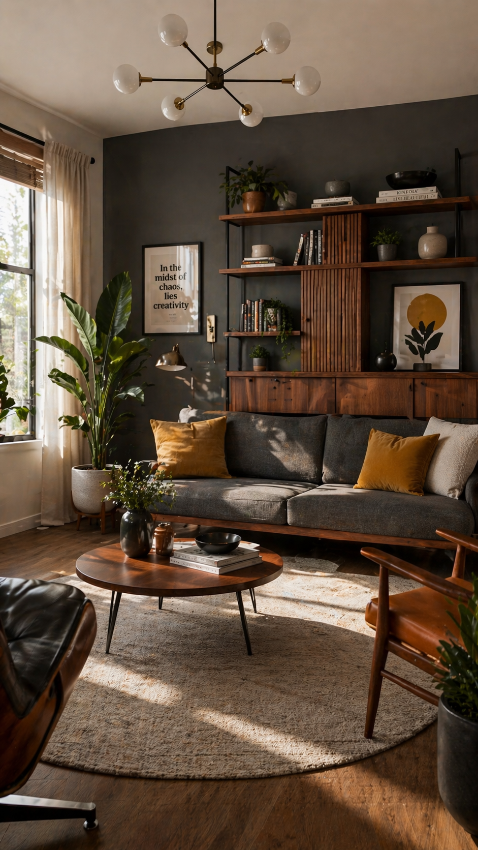 Cozy modern mid-century living room