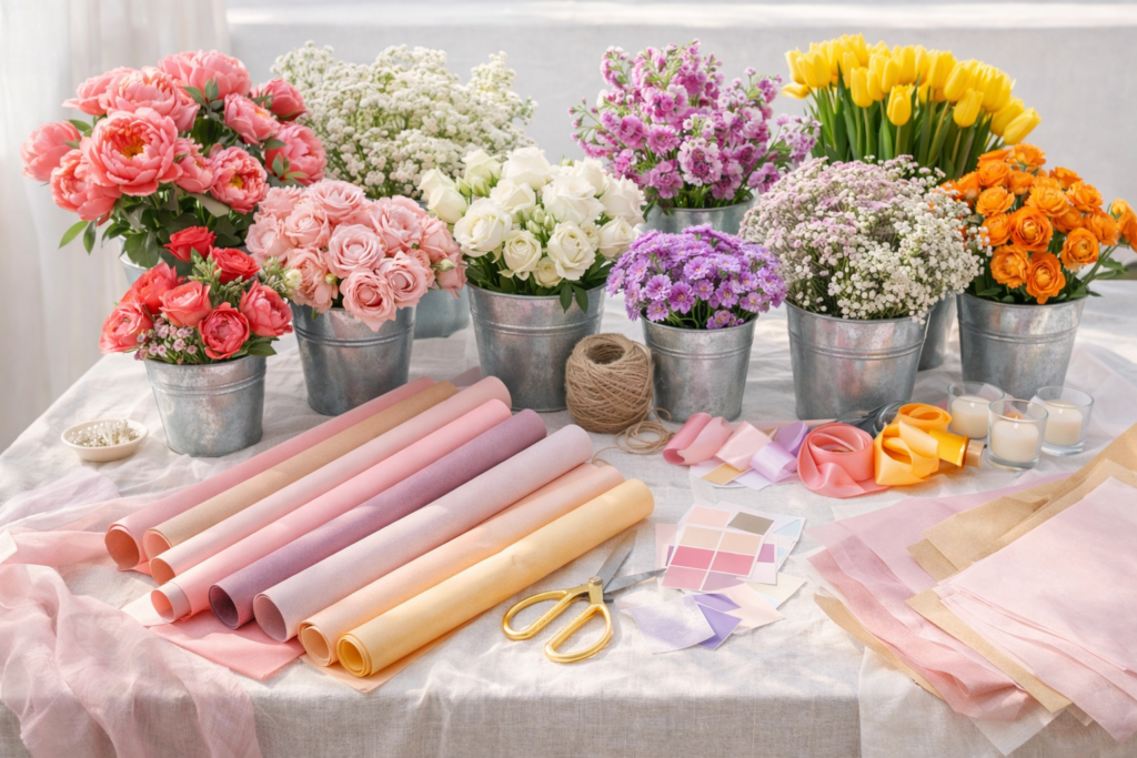 DIY bloom bar in garden setting