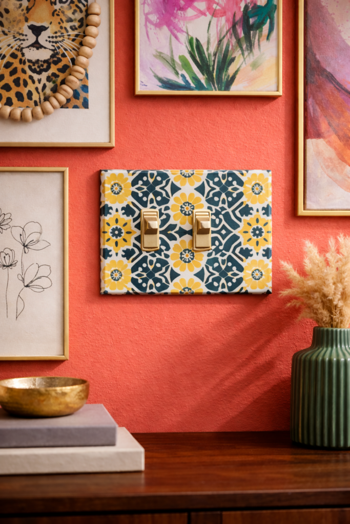 Modern teal wall with elegant switch plate