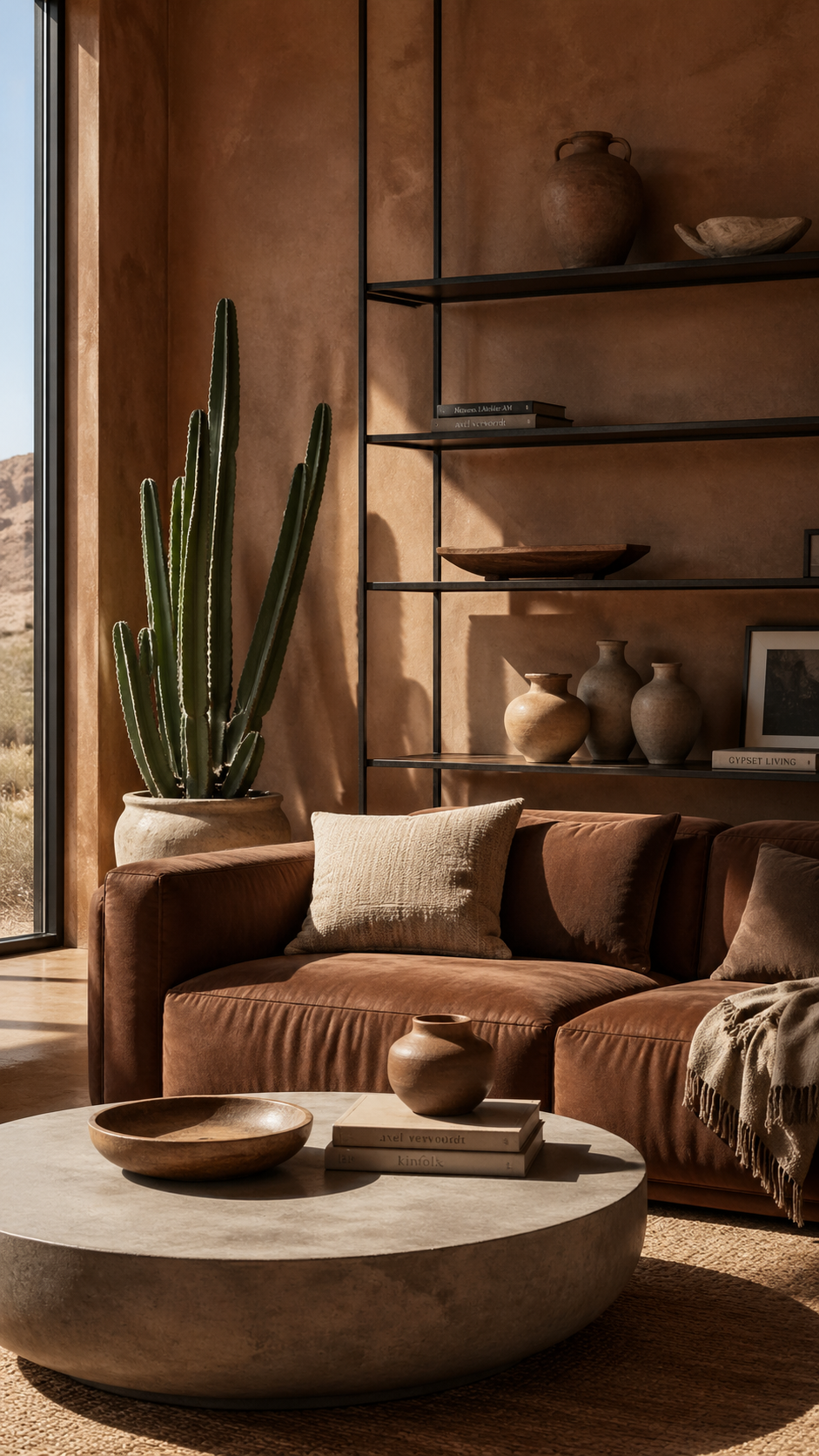 Desert-inspired minimalist living room design