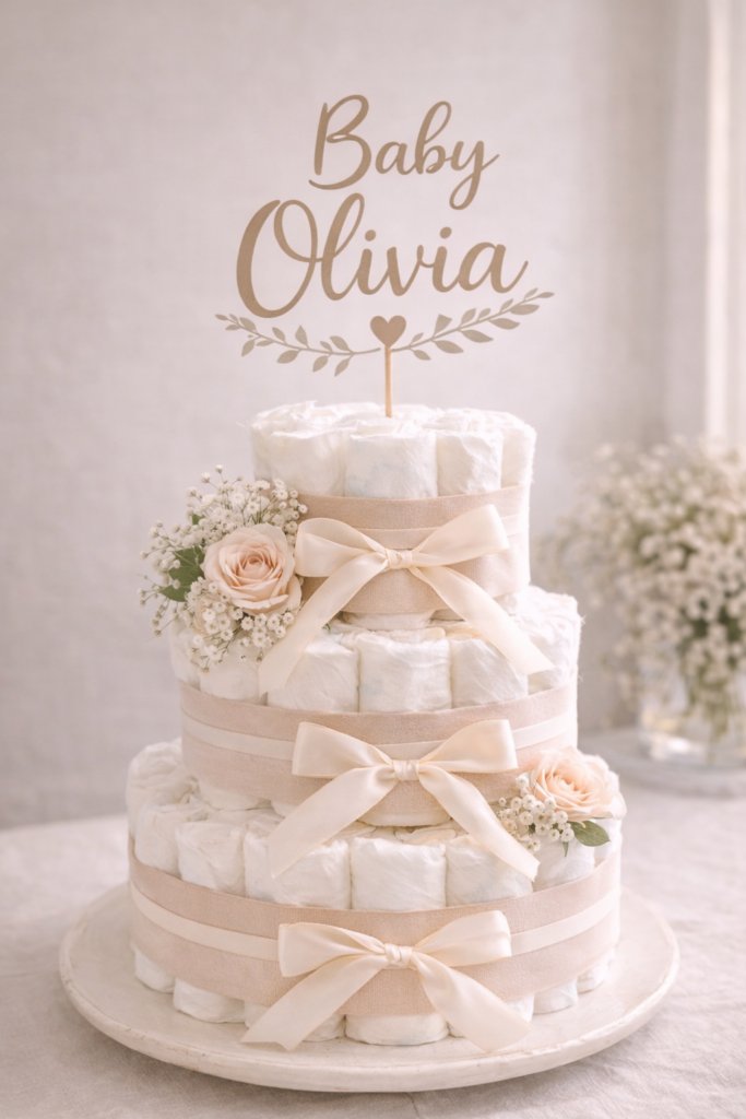 Diaper cake for baby Olivia