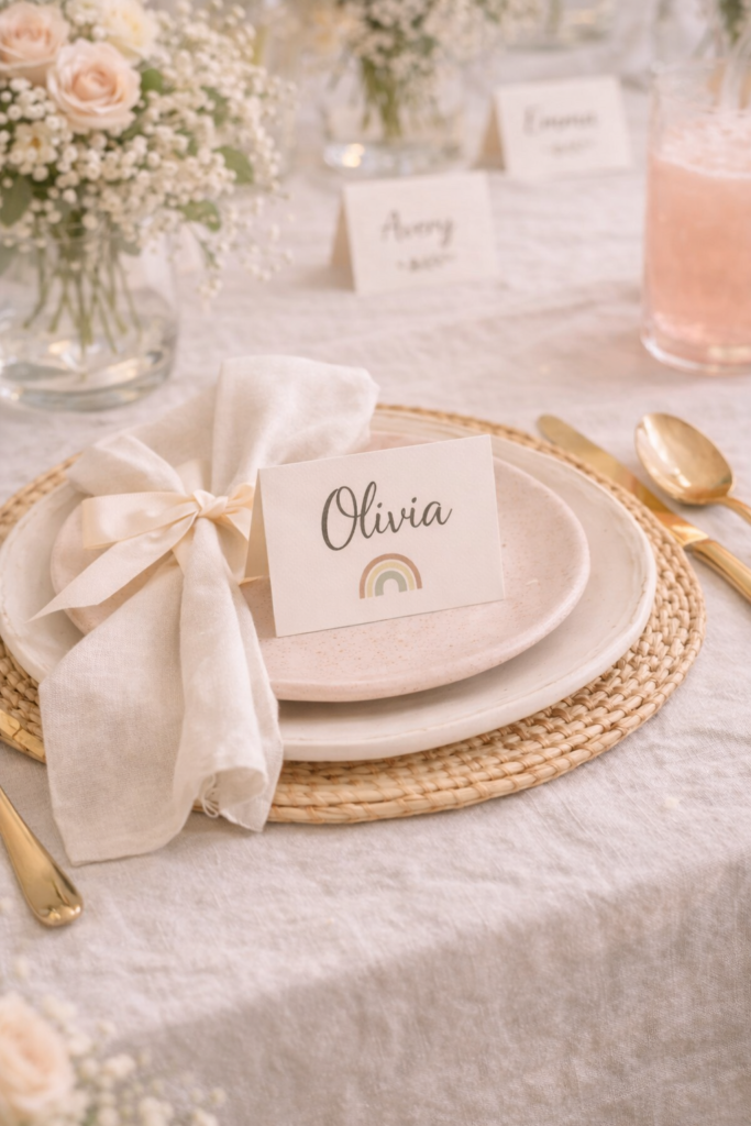 Elegant baby shower table setting