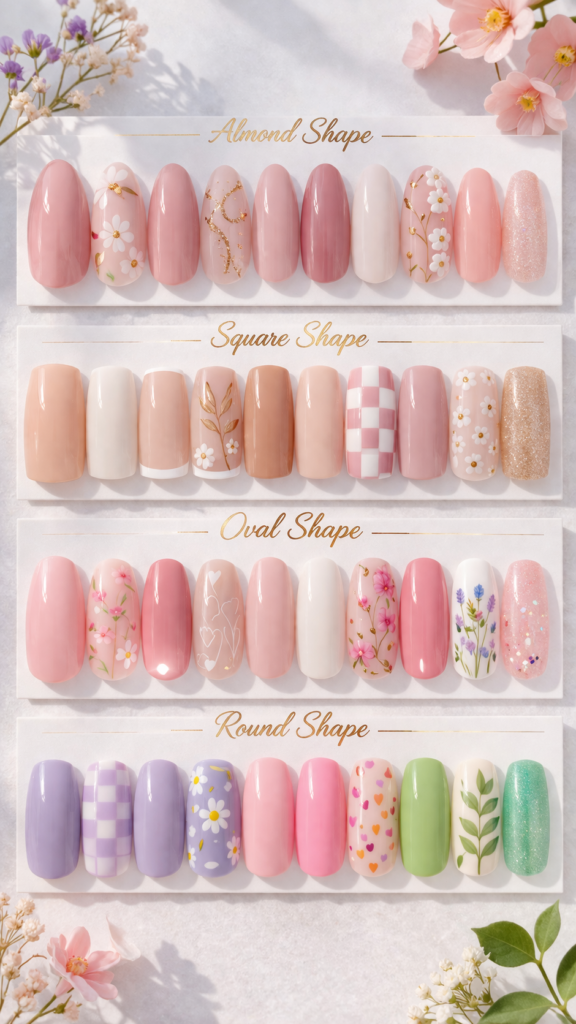 Elegant press-on nail collection flat-lay