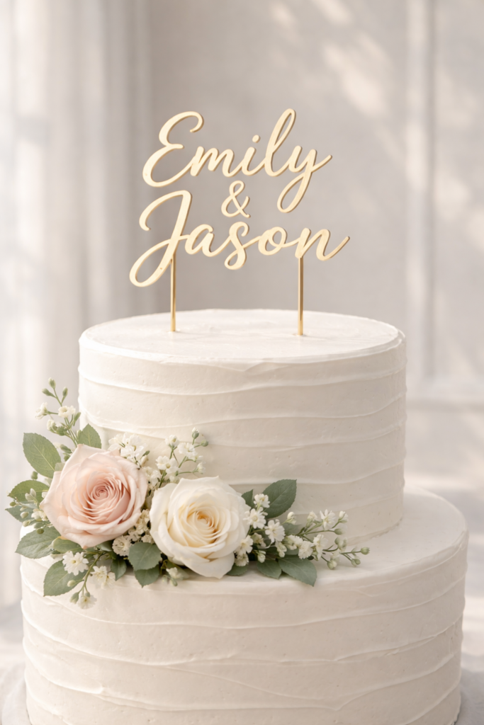 Elegant wedding cake with floral accents