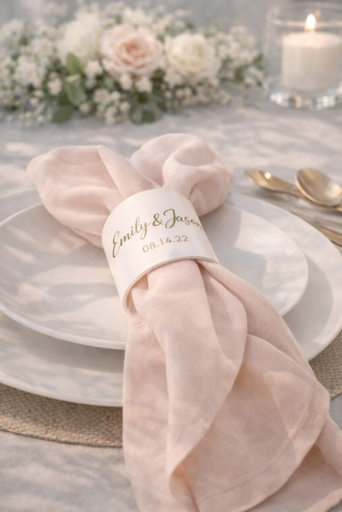 Elegant wedding table setting details