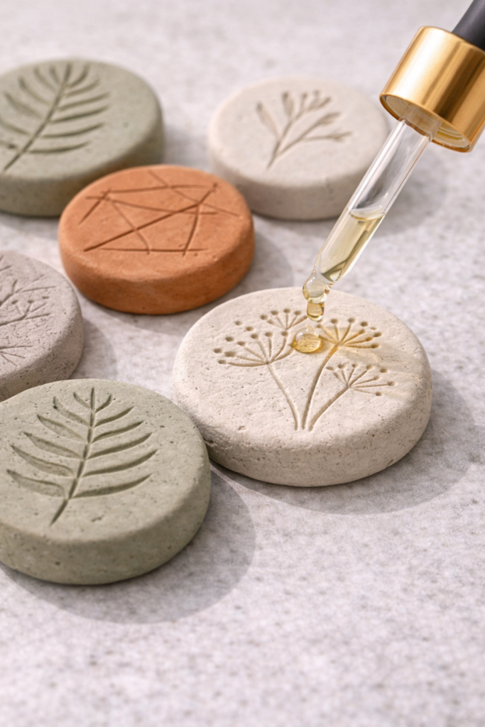 Essential oils on handcrafted diffuser stones
