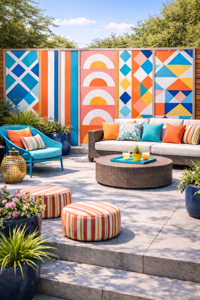 Fence Screen with Patterned Panels