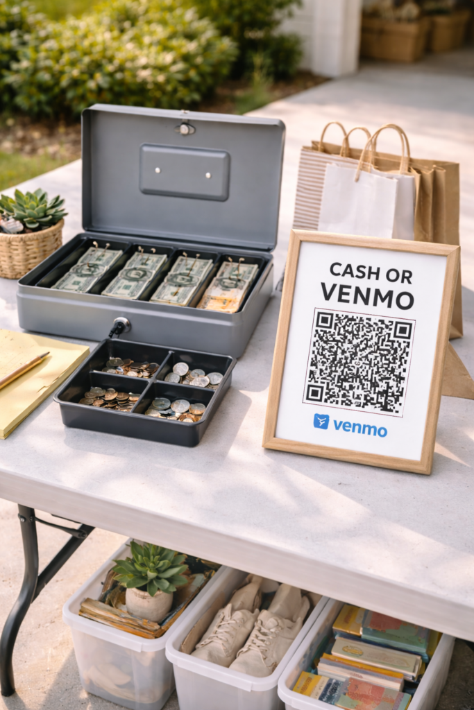 Garage sale checkout with QR payment